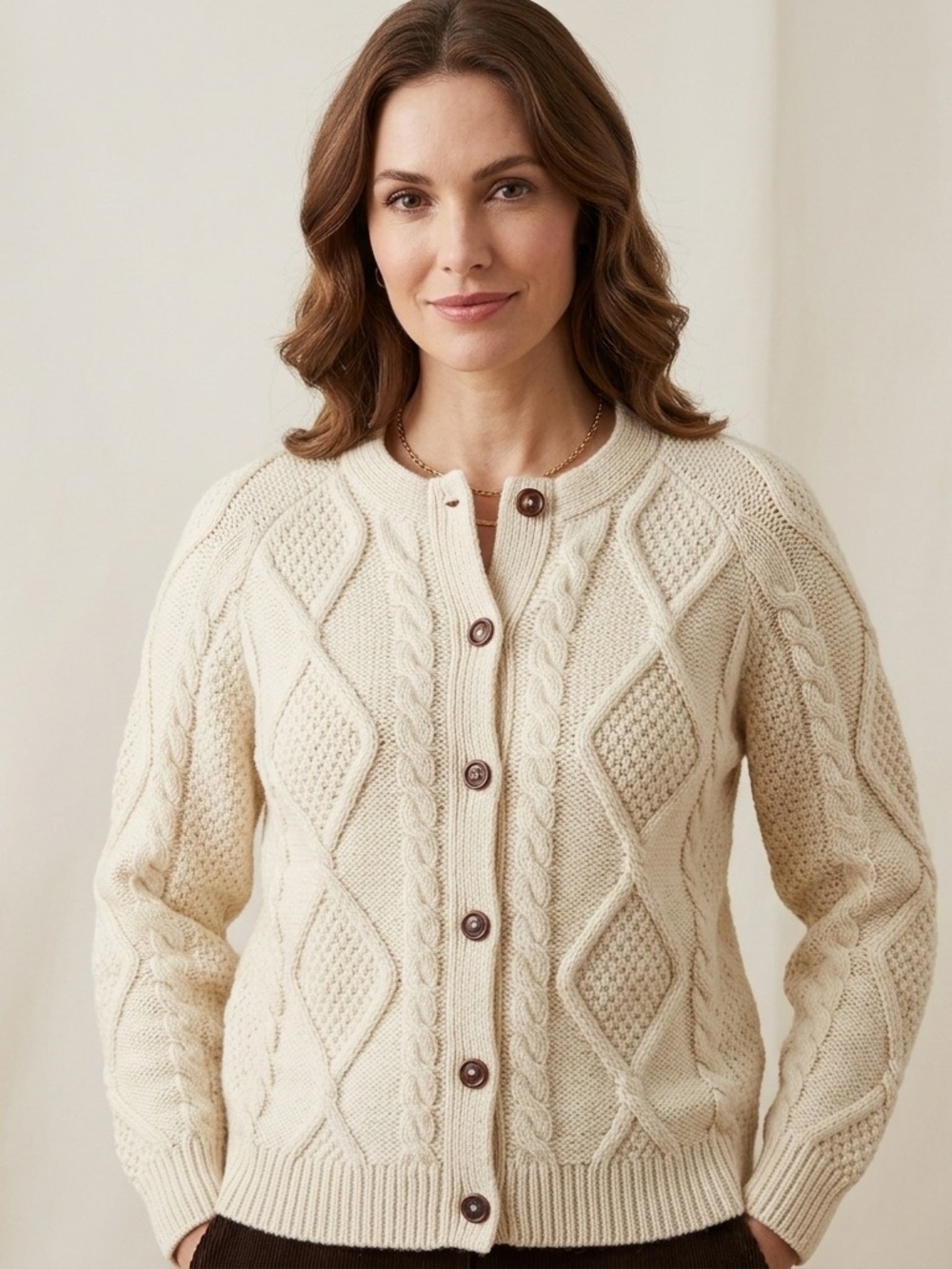 Vintage Artisan England Cable Knit Chunky Cardigan Sweater Fisherman